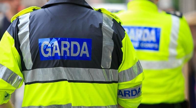 Image of the back of two Gardai in uniform.